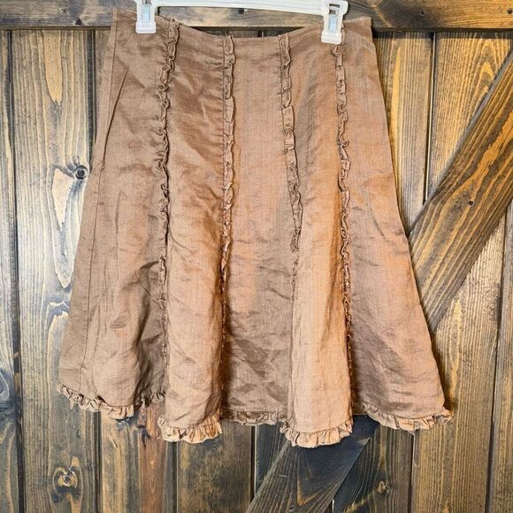 Allison Taylor Aline Ruffle 100% Linen Skirt - Picture 2 of 3